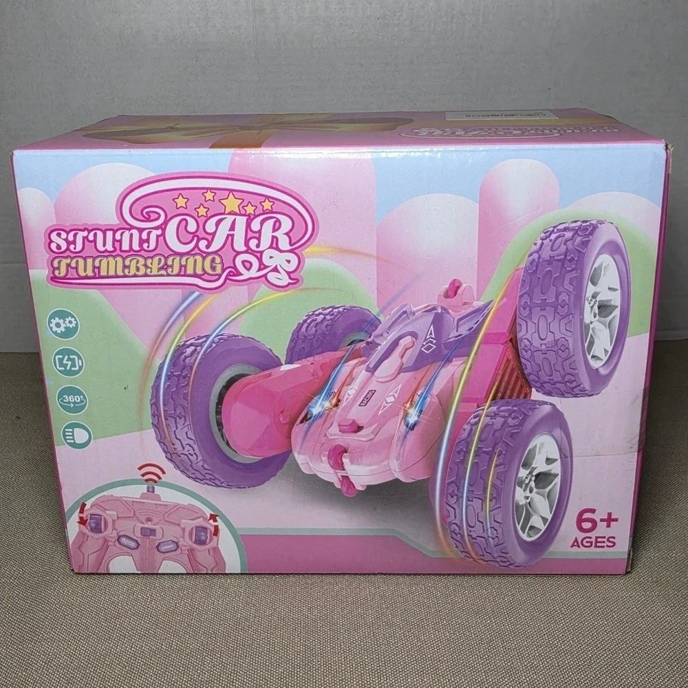 Jimdella Stunt Car Tumbling RC 360 Flips Rotating 4WD Pink Purple LED Lights New